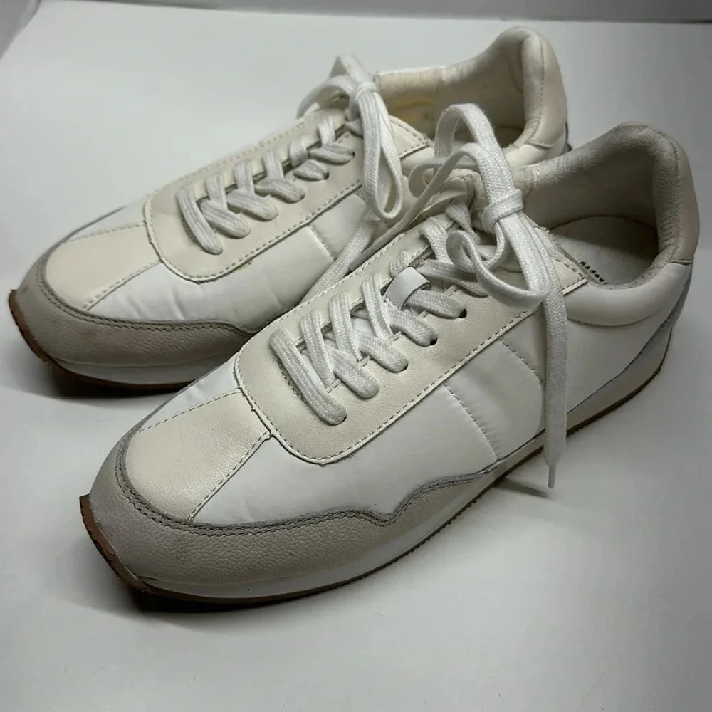 Madewell League Sneakers Shoes Lace Up Athletic Washed Nubuck Cloud Linen 9.5 - Picture 5 of 12